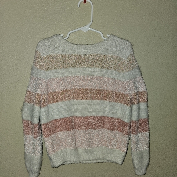 Lucky Penny Other - Cozy Striped Kids Sweater - Pink and Cream